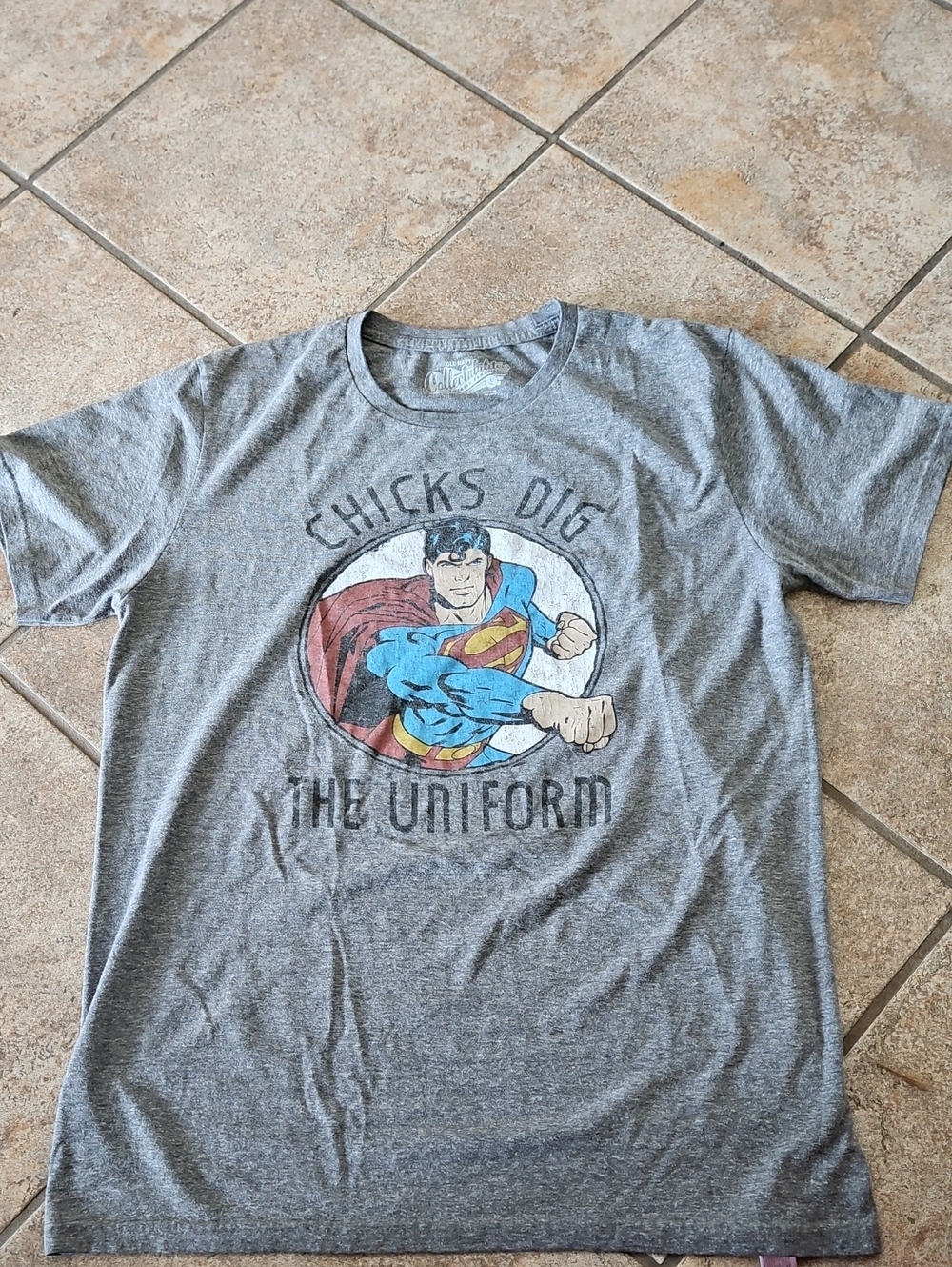 Collectables Superman Graphic Tee - Gray with Red & Blue Logo